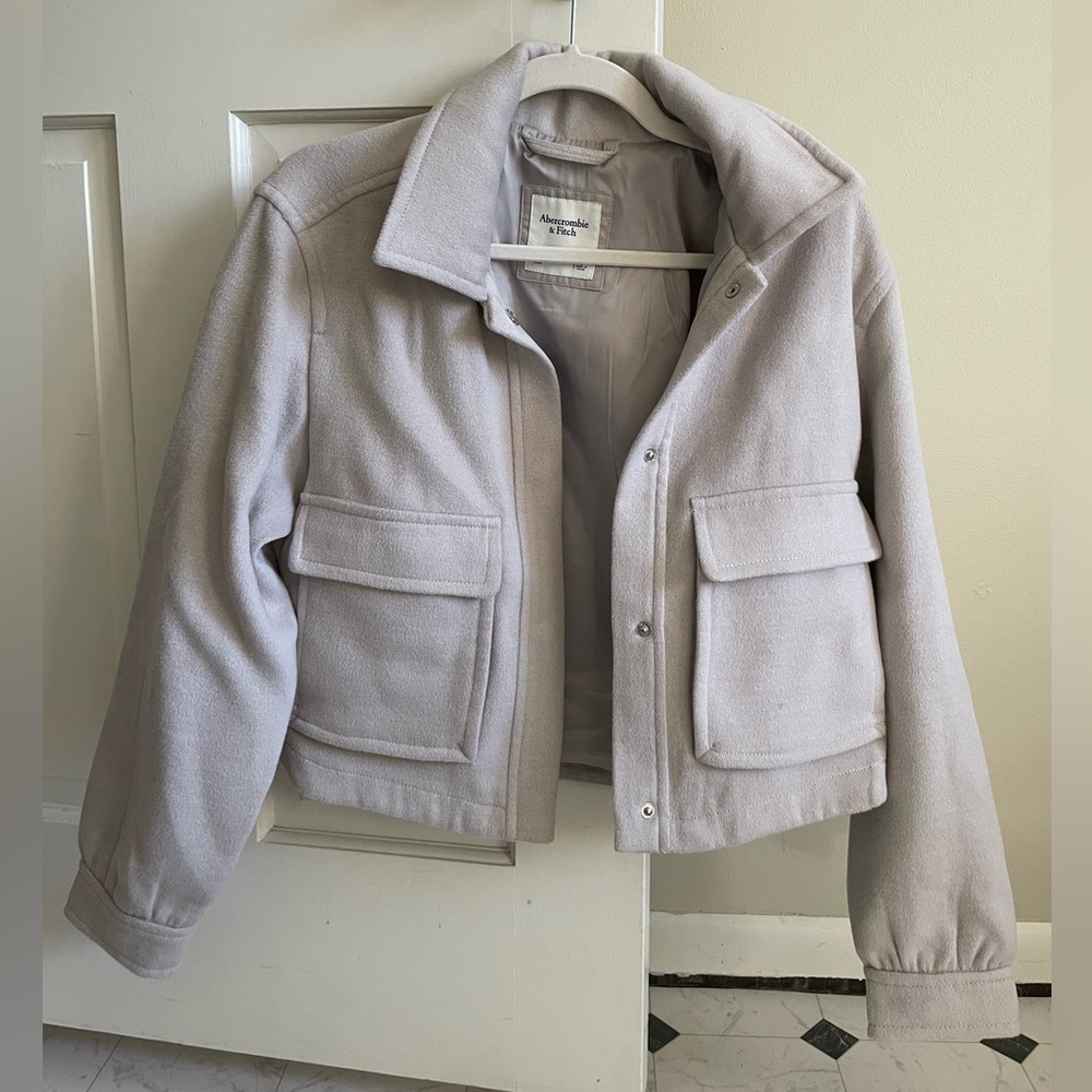 Abercrombie Cozy Cropped Shacket Sz S